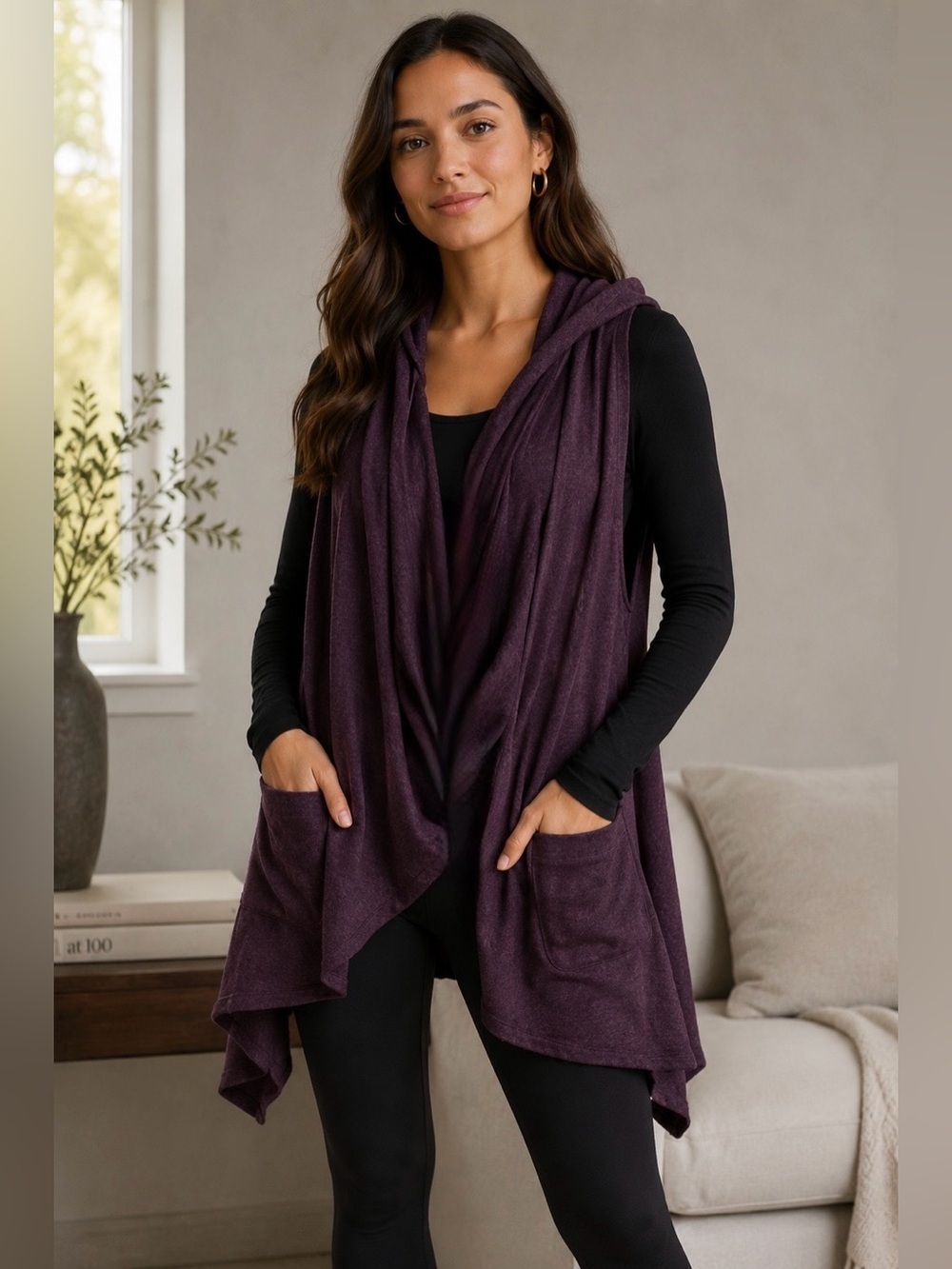 lululemon All in A Day Hooded Poncho 100% Merino Wool Deep Purple One Size Cozy